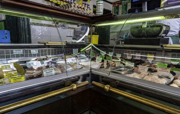 Display of meat inside the butcher's shop