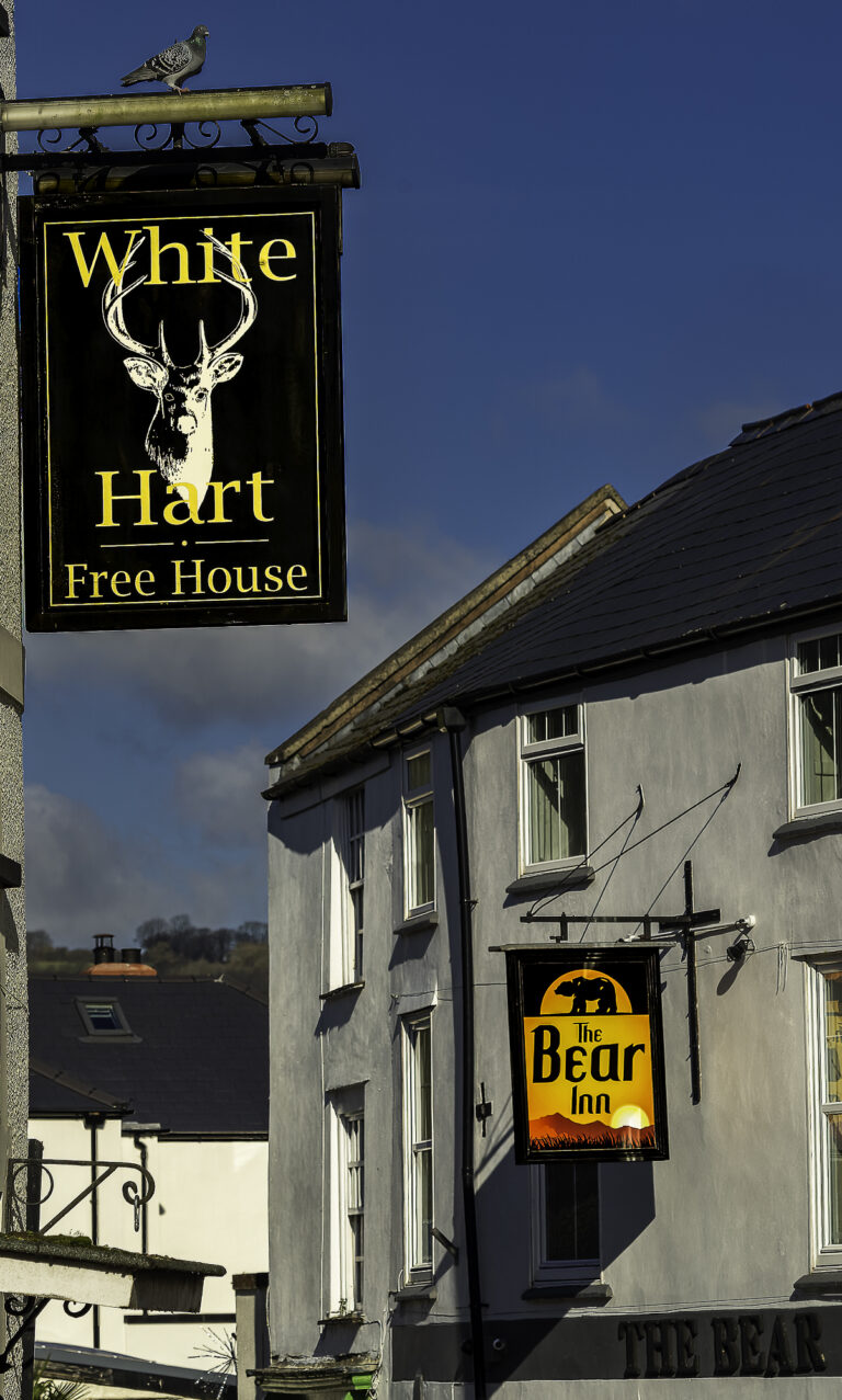 Pub signs on the two pubs in Wivey town centre - The White Hart and The Bear Inn, North Street